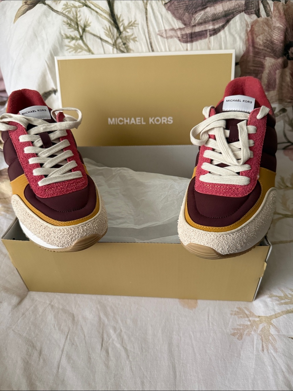 Michael Kors Oxblood multi Colorblock Sneakers